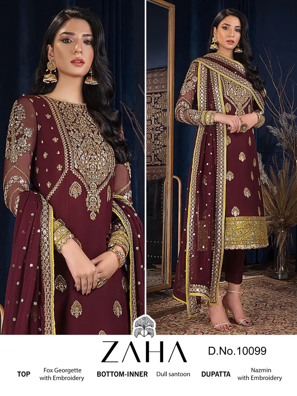 Zaha Khushbu Vol 2 Georgette Wedding Wear Wholesale Pakistani Dress Material